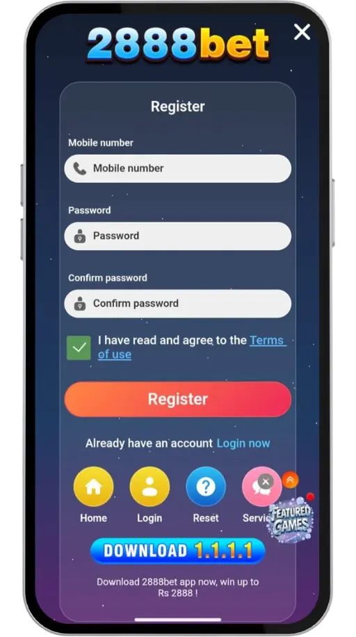 2888bet Game: Register mobile number, password, sign up Rs2888, win in Pakistan