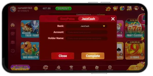3Pattihot Game Account bind, Jazzcash and Easypaisa