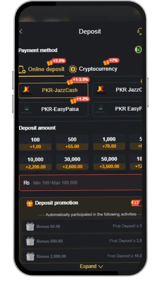 Deposit Money in Casino Apps in pakistan via Jazzcash
