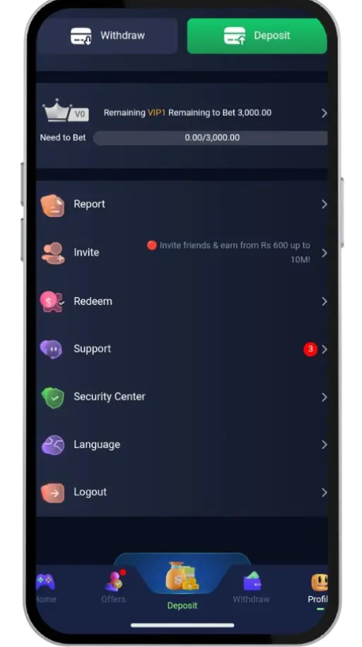 6NNN game Home menu on android