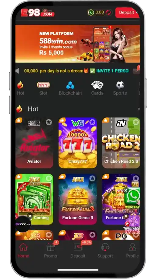 E98 Game | Free Download APK New Earning App 2026 2 E98 Game | Free Download APK New Earning App 2026 E98 Game home screen shows different games