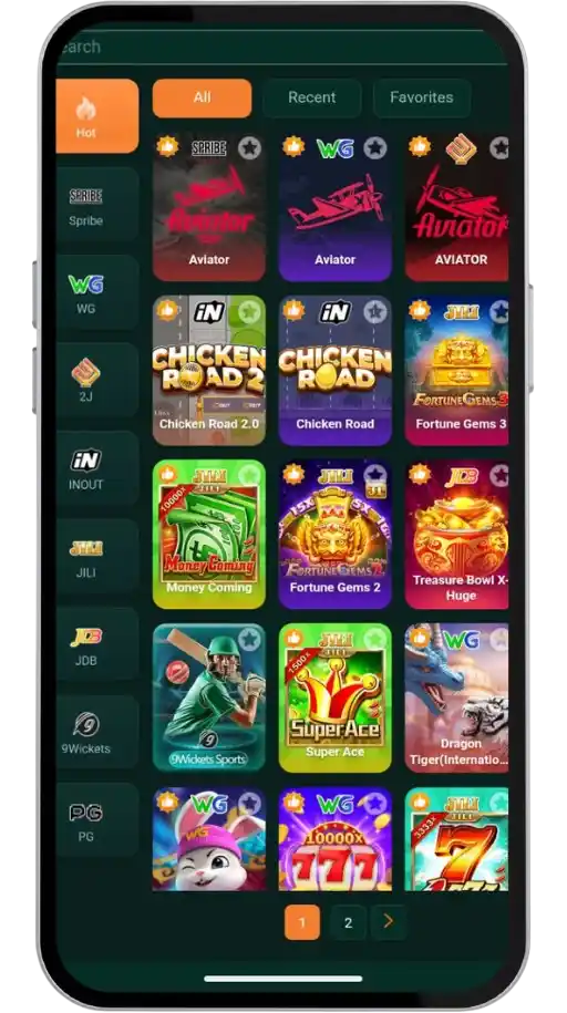 Games categories on BetQQ