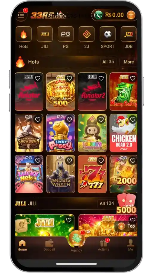 33RS game interface on Android device.