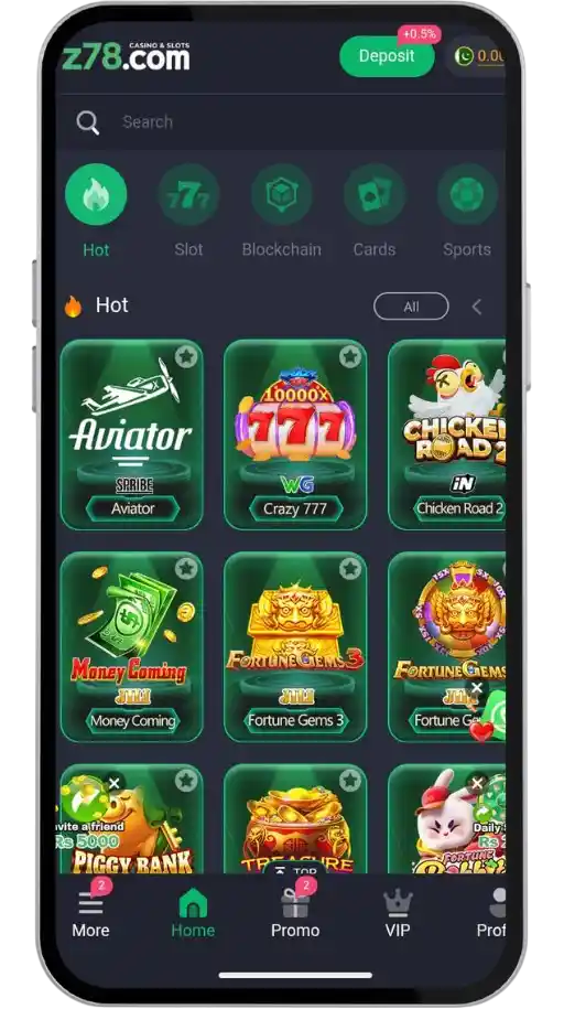 Home screen of z78 game