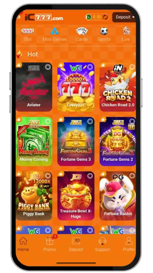 Game Categories Inside the IC777 Lobby