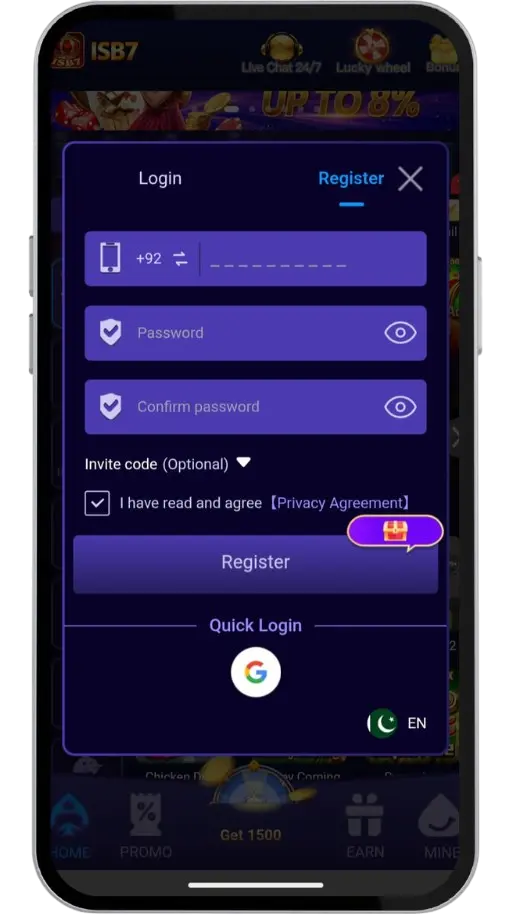 ISB7 Game Sign-Up Screen