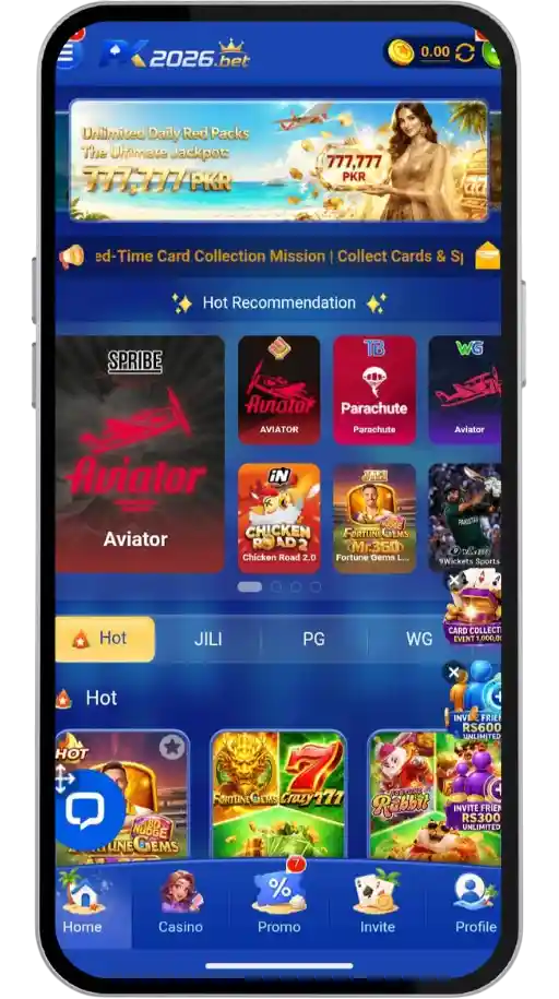 the image shows PK2026 new earning game home screen on android.