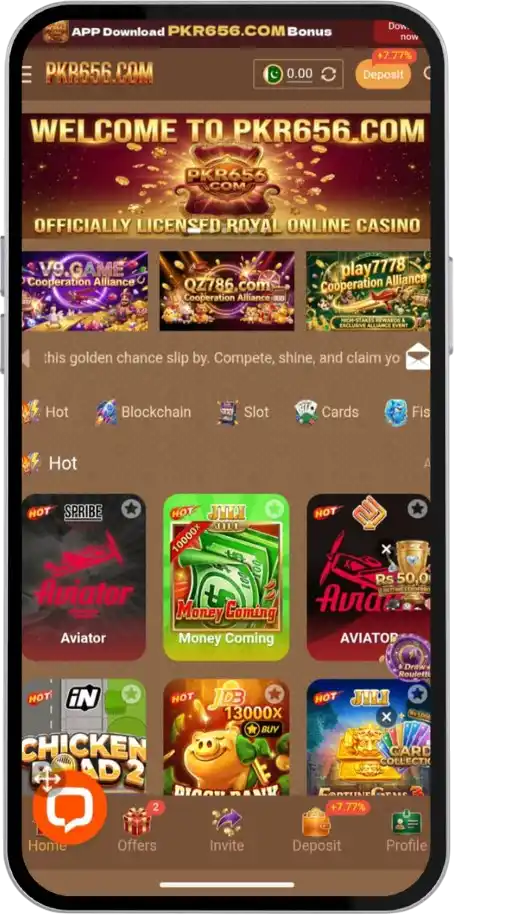 PKR656 Game APK | Free Download (Real Earning App) 2026 2 PKR656 Game APK | Free Download (Real Earning App) 2026 PKR656 Game Home Screen Shows Variety of Games