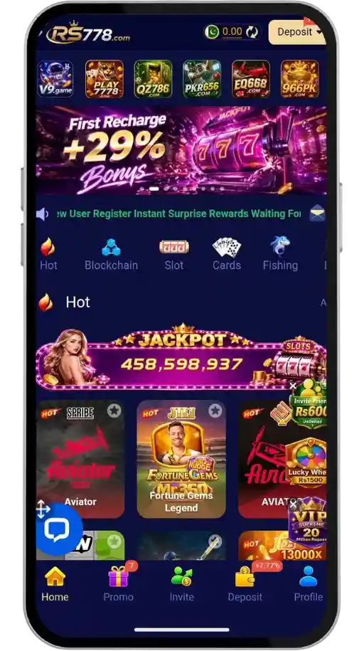 the image shows the RS778 game home screen on android devices.
