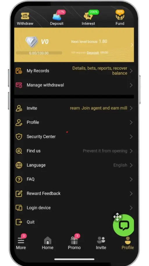 V77 game man menu