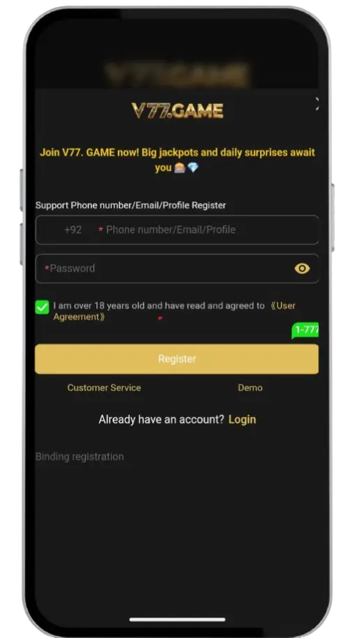 V77 game registration steps