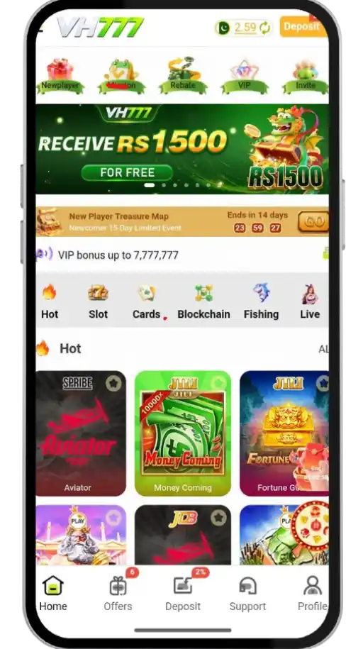 VH777 Game home screen