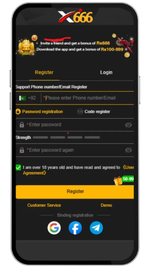 X666 new account creation steps