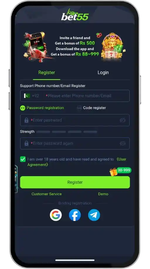 Bet55 Game: Free Download Latest Version for Android 3 Bet55 Game: Free Download Latest Version for Android Bet55 game sign-up and login screen.